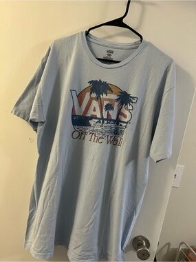 Vans Light Blue Graphic 'Off The Wall' Tee with Sunset Palm